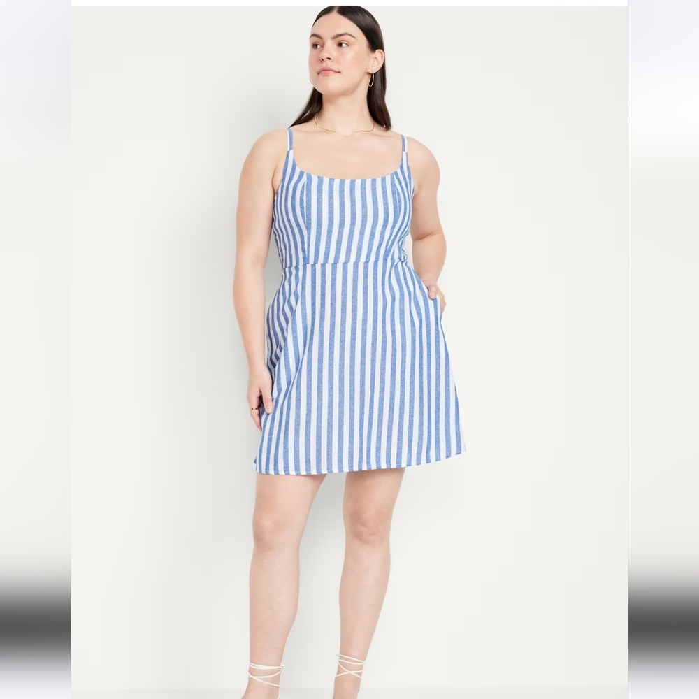 Old Navy Fit & Flare Linen-Blend Mini Dress Size XL